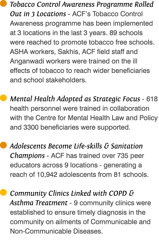  Tobacco Control Awareness Programme Rolled Out in 3 Locations - ACF s Tobacco Control Awareness programme has been i   